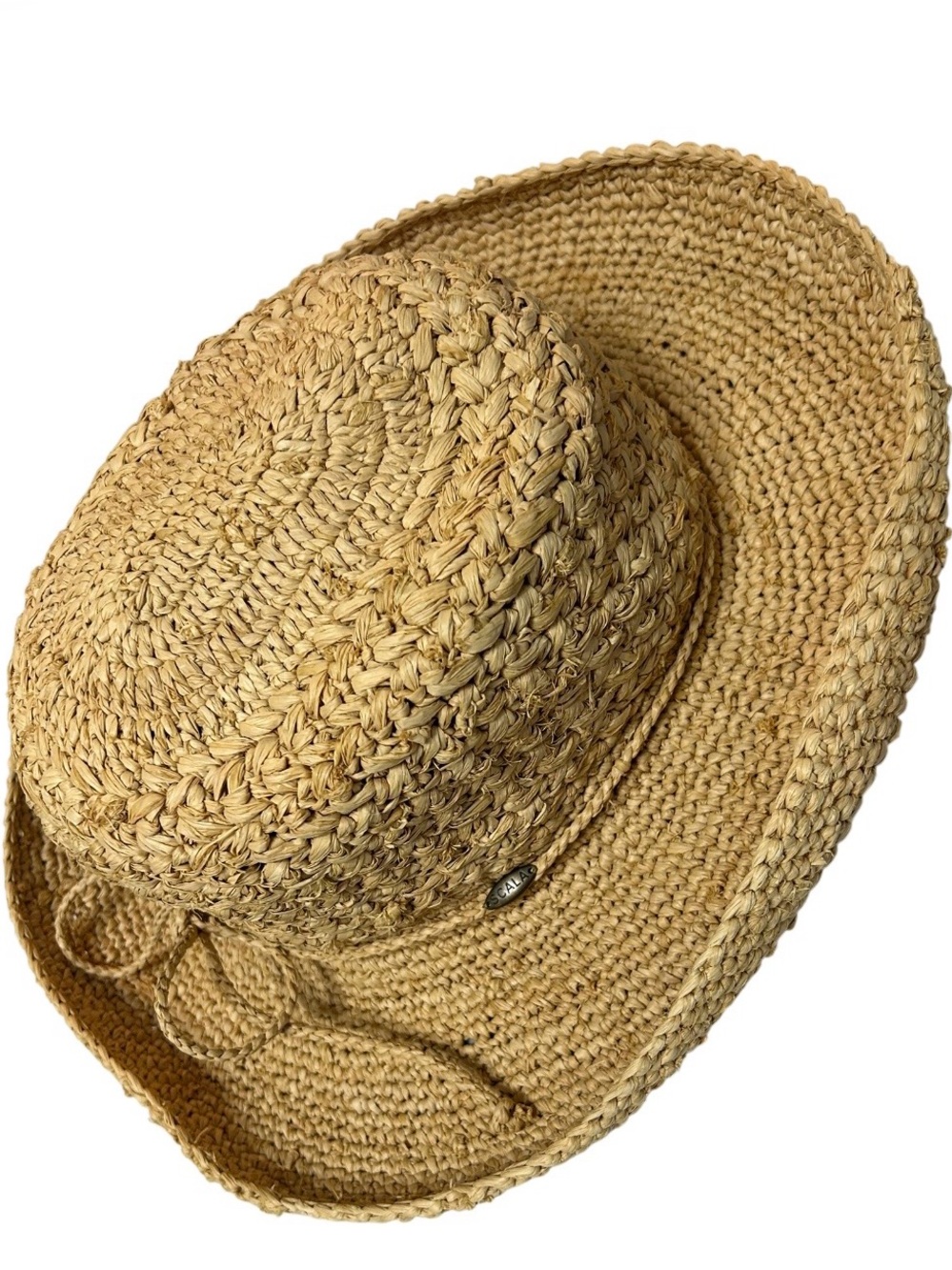 Scala women's crocheted raffia natural woven straw hat OS